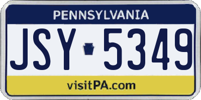 PA license plate JSY5349