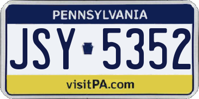 PA license plate JSY5352