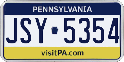 PA license plate JSY5354