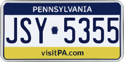 PA license plate JSY5355