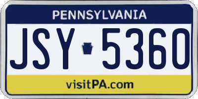 PA license plate JSY5360