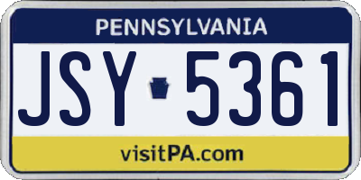 PA license plate JSY5361