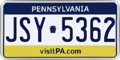 PA license plate JSY5362