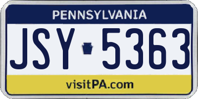PA license plate JSY5363