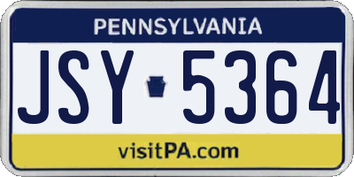 PA license plate JSY5364