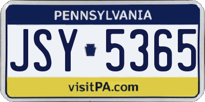 PA license plate JSY5365