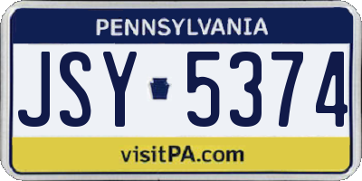 PA license plate JSY5374