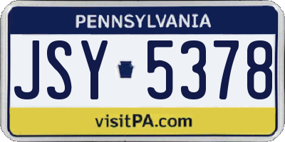 PA license plate JSY5378