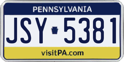 PA license plate JSY5381