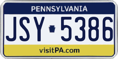 PA license plate JSY5386