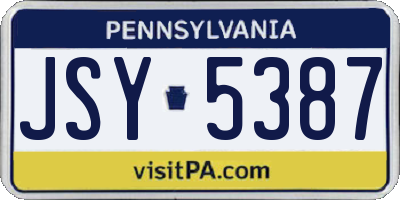 PA license plate JSY5387