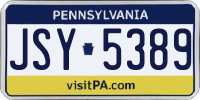 PA license plate JSY5389