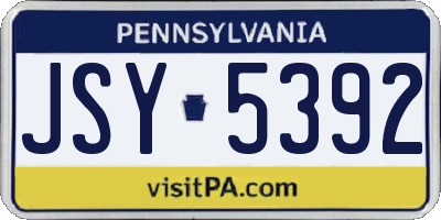 PA license plate JSY5392