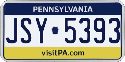 PA license plate JSY5393