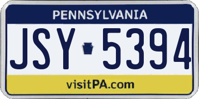 PA license plate JSY5394