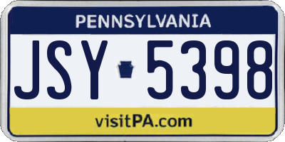 PA license plate JSY5398