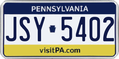 PA license plate JSY5402