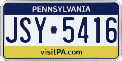 PA license plate JSY5416