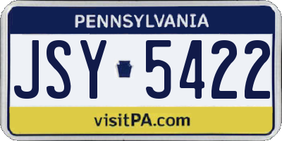 PA license plate JSY5422