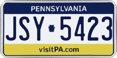 PA license plate JSY5423