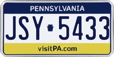 PA license plate JSY5433
