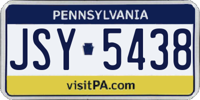 PA license plate JSY5438