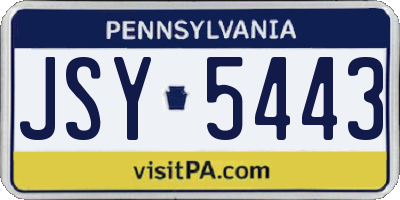 PA license plate JSY5443