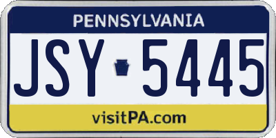 PA license plate JSY5445