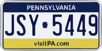 PA license plate JSY5449