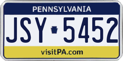PA license plate JSY5452
