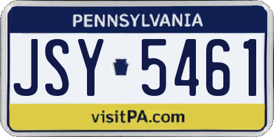 PA license plate JSY5461