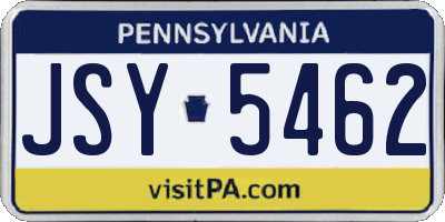 PA license plate JSY5462