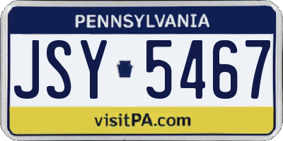 PA license plate JSY5467