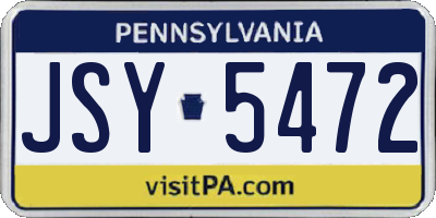 PA license plate JSY5472