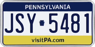 PA license plate JSY5481