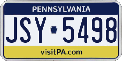 PA license plate JSY5498