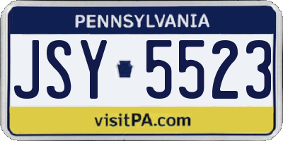 PA license plate JSY5523