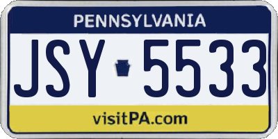 PA license plate JSY5533