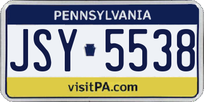 PA license plate JSY5538