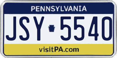 PA license plate JSY5540