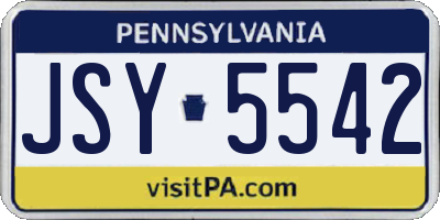 PA license plate JSY5542