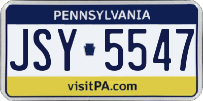 PA license plate JSY5547