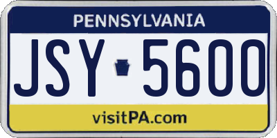 PA license plate JSY5600