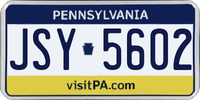 PA license plate JSY5602