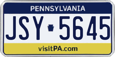 PA license plate JSY5645