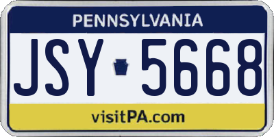 PA license plate JSY5668