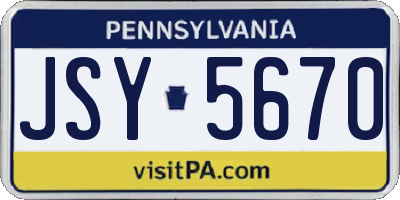 PA license plate JSY5670