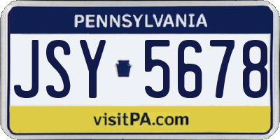 PA license plate JSY5678