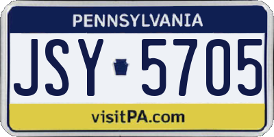PA license plate JSY5705
