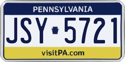 PA license plate JSY5721
